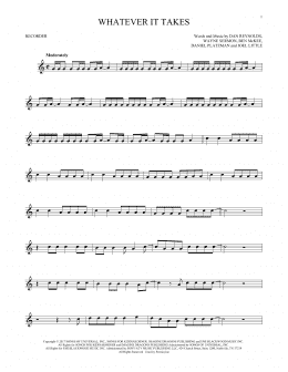 page one of Whatever It Takes (Recorder Solo)