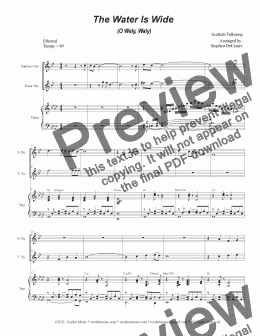 page one of The Water Is Wide (O Waly, Waly) (Duet for Soprano and Tenor Saxophone)
