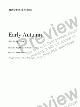 page one of Early Autumn (for string quintet) 