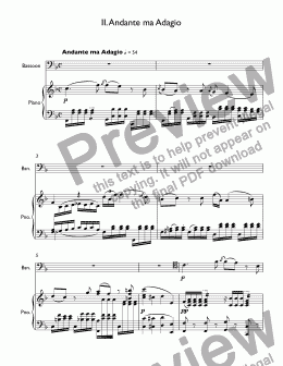 page one of W. A. Mozart - Bassoon Concerto B-flat major K. 191 - II. Andante ma Adagio for bassoon & piano