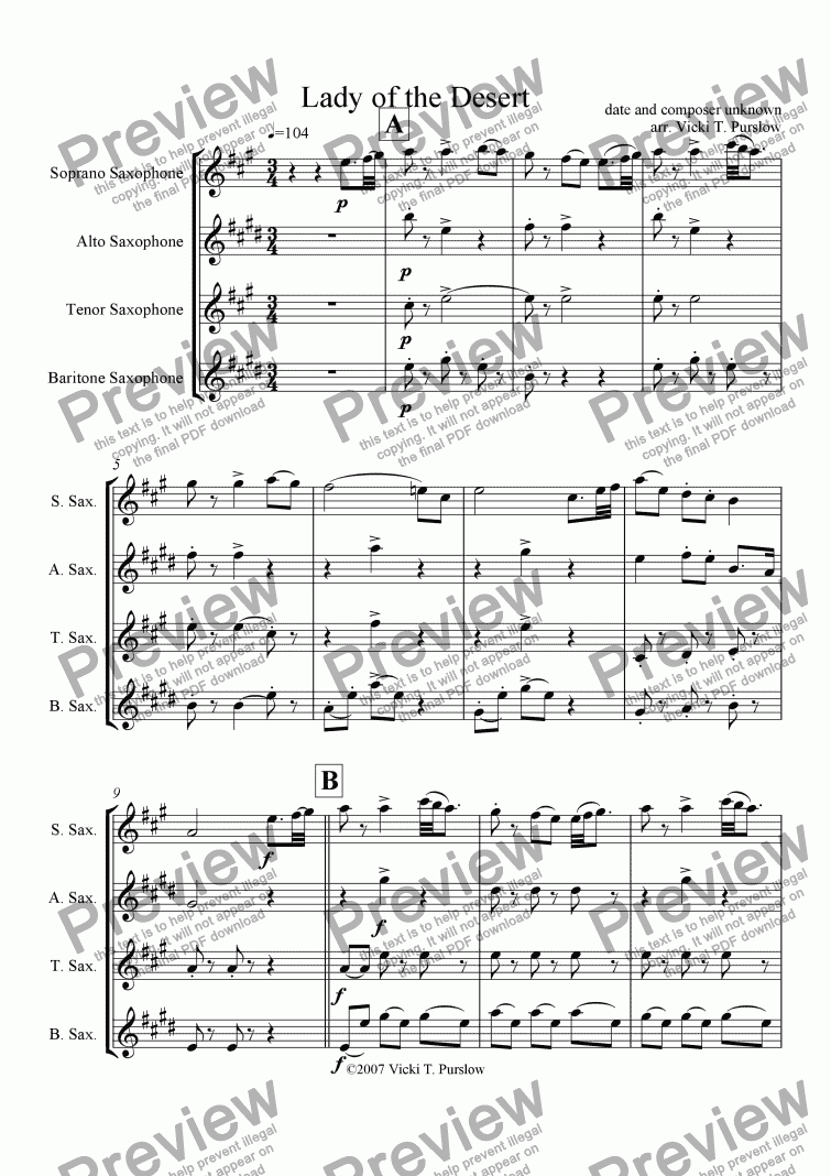 page one of Ancient Irish Theme and Variations sax quartet