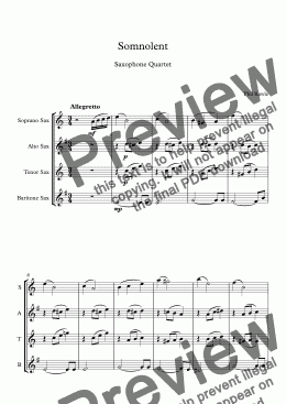 page one of Somnolent - Saxophone Quartet
