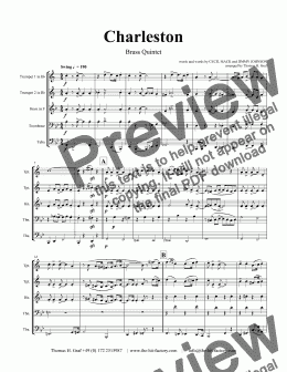 page one of Charleston - 20ths Classic - Brass Quartet - Bb