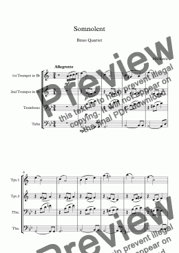 page one of Somnolent - Brass Quartet