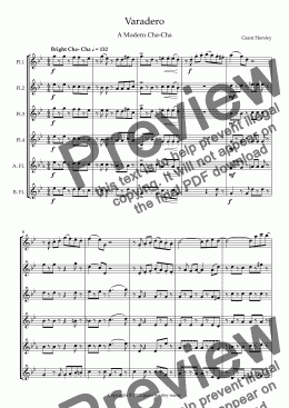 page one of "Varadero" A Modern Cha-Cha for Flute Choir