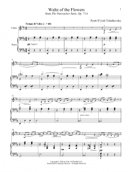 page one of Waltz Of The Flowers, Op. 71a (from The Nutcracker) (Violin and Piano)