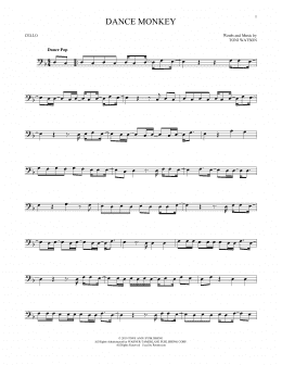 page one of Dance Monkey (Cello Solo)