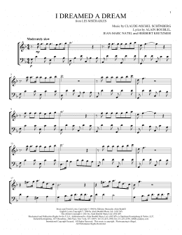 page one of I Dreamed A Dream (from Les Miserables) (Instrumental Duet)