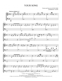 page one of Your Song (Instrumental Duet)