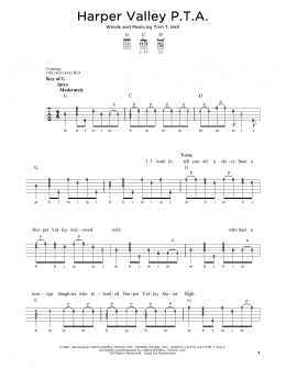 page one of Harper Valley P.T.A. (Banjo Tab)