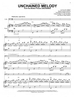 page one of Unchained Melody (Cello and Piano)