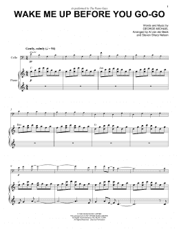 page one of Wake Me Up Before You Go-Go (Cello and Piano)