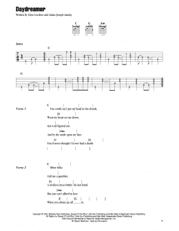 page one of Daydreamer (Guitar Chords/Lyrics)