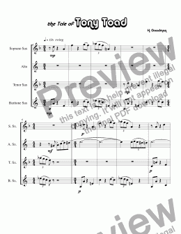 page one of Tony Toad (SATB sax quartet)