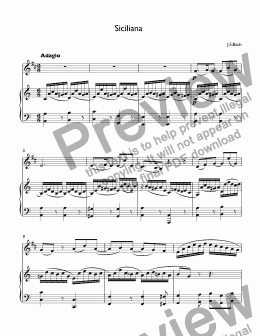 page one of Bach - Siciliana from Sonata BWV 1031 for trumpet Bb & piano