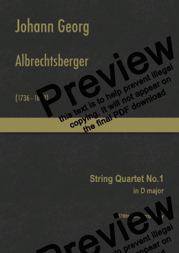 page one of Albrechtsberger - String Quartet No.1 in D major