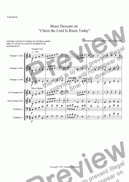 page one of Christ the Lord Is Risen Today (Brass Descant)