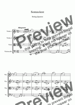 page one of Somnolent - String Quartet