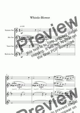 page one of Whistle-Blower - Saxophone Quartet