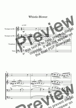 page one of Whistle-Blower -Brass Quartet