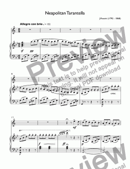page one of Rossini - La Danza (Neapolitan Tarantella) for Trumpet  Bb & piano (C major low version)