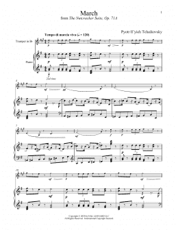 page one of March, Op. 71a (from The Nutcracker) (Trumpet and Piano)