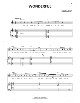 page one of Wonderful (from Wicked) (Piano & Vocal)