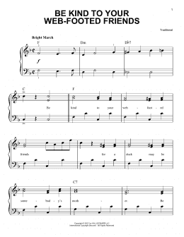 page one of Be Kind To Your Web-Footed Friends (Easy Piano)