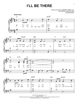 page one of I'll Be There (Easy Piano)