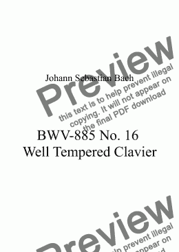 page one of Johann Sebastian Bach - BWV-885 No. 16 Well Tempered Clavier