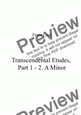 page one of Franz Liszt - Transcendental Etudes, Part 1 - 2. A Minor