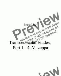 page one of Franz Liszt - Transcendental Etudes, Part 1 - 4 Mazeppa