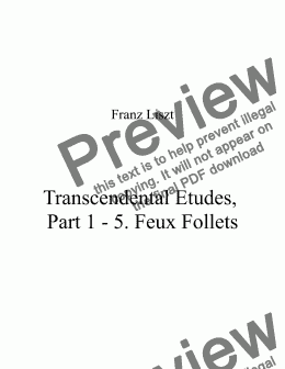 page one of Franz Liszt - Transcendental Etudes, Part 1 - 5 Feux Follets