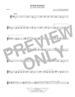 page one of Somewhere (from West Side Story) (French Horn Solo)