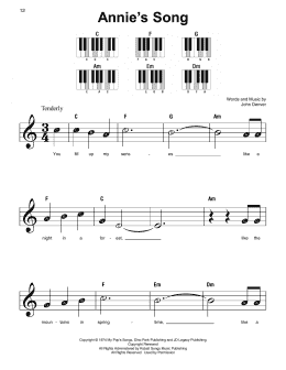 page one of Annie's Song (Super Easy Piano)
