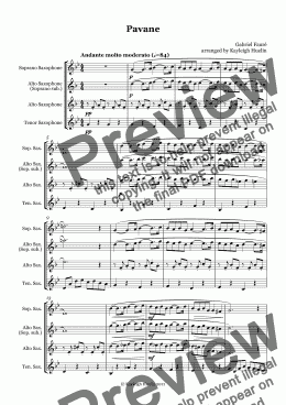 page one of Pavane by Gabriel Faure - Saxophone trio (SAT/AAT)