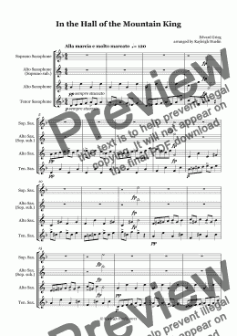 page one of In the Hall of the Mountain King by Edvard Grieg - Saxophone trio (SAT/AAT)