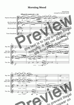 page one of Morning Mood by Edvard Grieg - Saxophone trio (SAT/AAT)