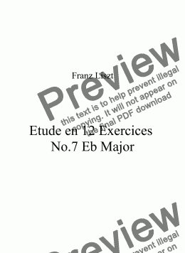 page one of Franz Liszt - Etude en 12 Exercices No 7 Eb Major