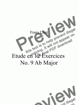 page one of Franz Liszt - Etude en 12 Exercices No. 9 Ab Major