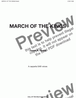 page one of "March of the Kings" for a cappella SAB voices