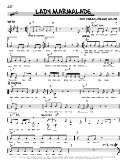 page one of Lady Marmalade (Real Book – Melody & Chords)