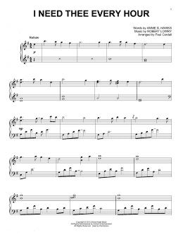 page one of I Need Thee Every Hour (Piano Solo)