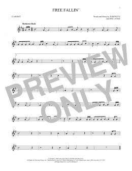 page one of Free Fallin' (Clarinet Solo)