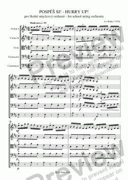 page one of POSPĚŠ SI! pro školní smyčcový orchestr - HURRY UP! - for school string orchestr