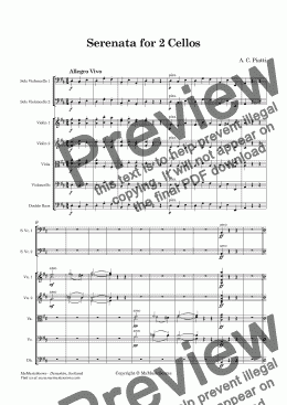 page one of Piatti Serenata for 2 Cellos and strings 