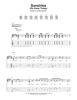 page one of Sunshine (Go Away Today) (Easy Guitar Tab)