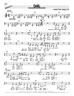 page one of One (Real Book – Melody, Lyrics & Chords)