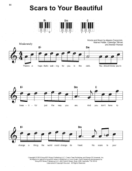 page one of Scars To Your Beautiful (Super Easy Piano)