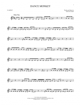 page one of Dance Monkey (Clarinet Solo)